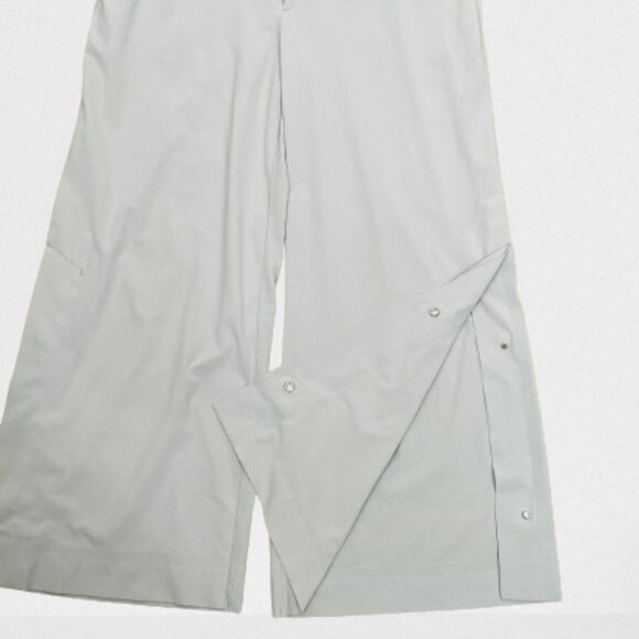 ATHLETA Tribeca Side Snap Wide Leg Crop Pants in Silver Gray Size 10 - Picture 6 of 11